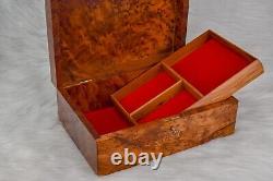 11x8 Luxurious Thuya Wooden Jewelry Box Lockable Thuja Keepsake Memory Box