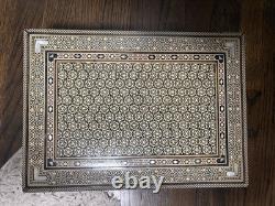 12x8x4 Hand Made Vintage Box With Pearl Inlay For Miscellaneous Storage Box