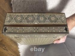 12x8x4 Hand Made Vintage Box With Pearl Inlay For Miscellaneous Storage Box
