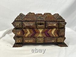 1890s incredible tramp art victorian sewing box multi layer carved