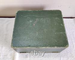 1920 Vintage Royal Green 5 Compartment Mirror Jewelry Box Original Key Rare V263