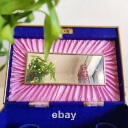 1920s Vintage Mirror Fitted Lithograph 3 Compartments Jewellery Box TB1164