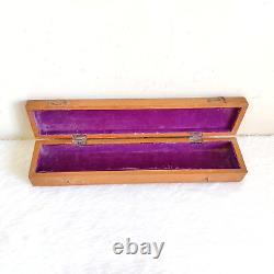 1930s Vintage Hand Crafted Wooden Velvet Big Jewellery Box Old Collectible W193