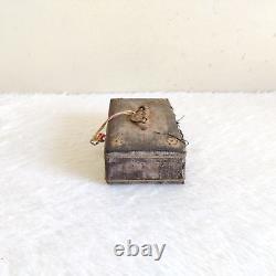 1930s Vintage Old Handcrafted Wooden Velvet Jewellery Box With Original Key W191
