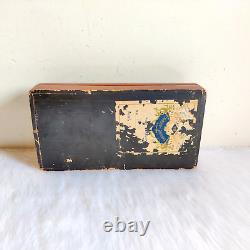 1940s Vintage Handmade Flying Sparrow Graphics Wooden Box Collectible Japan W382