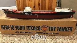 1960s Texaco Toy Tanker North Dakota Plastic Oil Ship Vintage For Parts With Box