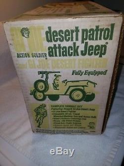 1967 VINTAGE HASBRO GI JOE DESERT PATROL ATTACK JEEP withBOX FIGURE RAT PATROL