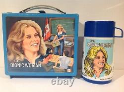 1977 Canadian Bionic Woman Vintage Plastic Lunch Box & Thermos From Canada Rare