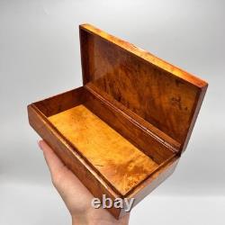 1980 Vintage Trinket Box Gift Unique Wood Karelian Birch Burl Jewelry Handmade