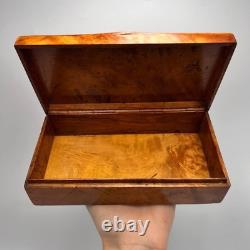 1980 Vintage Trinket Box Gift Unique Wood Karelian Birch Burl Jewelry Handmade