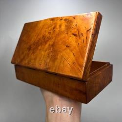 1980 Vintage Trinket Box Gift Unique Wood Karelian Birch Burl Jewelry Handmade