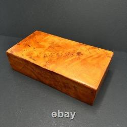 1980 Vintage Trinket Box Gift Unique Wood Karelian Birch Burl Jewelry Handmade