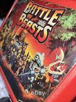 1986 Aladdin Vintage Battle Beasts Plastic Red Lunch Box Thermos Hasbro Belt