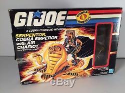 1986 GI JOE Cobra Serpentor EMPEROR with AIR CHARIOT Vintage ARAH 3 3/4 Withbox