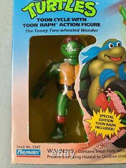 1989 TMNT Toon Turtles RAPH with CYCLE Vintage Teenage Mutant Ninja Playmates New
