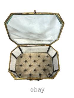 19th C Antique French Louis XVI Ormolu Beveled Glass Jewelry Casket Vitrine Box