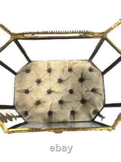 19th C Antique French Louis XVI Ormolu Beveled Glass Jewelry Casket Vitrine Box