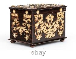 19th C Indo-Portuguese Ebony Bone Inlaid Box Goa Colonial Antique Superb