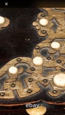 19th C Indo-Portuguese Ebony Bone Inlaid Box Goa Colonial Antique Superb