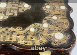 19th C Indo-Portuguese Ebony Bone Inlaid Box Goa Colonial Antique Superb