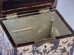 19th C Indo-Portuguese Ebony Bone Inlaid Box Goa Colonial Antique Superb