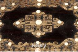 19th C Indo-Portuguese Ebony Bone Inlaid Box Goa Colonial Antique Superb