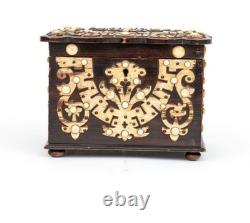 19th C Indo-Portuguese Ebony Bone Inlaid Box Goa Colonial Antique Superb