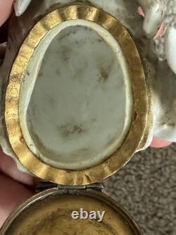 19th c. Samson Porcelain France Gilt Bolognese Hound Snuff Box