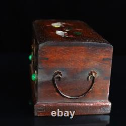 25 cm China natural Mahogany wood Jewelry Box inlay shell Wood Box Storage Box