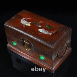 25 cm China natural Mahogany wood Jewelry Box inlay shell Wood Box Storage Box