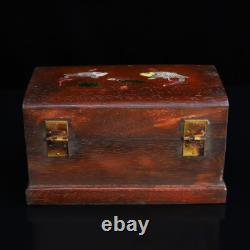 25 cm China natural Mahogany wood Jewelry Box inlay shell Wood Box Storage Box