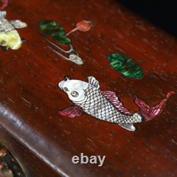 25 cm China natural Mahogany wood Jewelry Box inlay shell Wood Box Storage Box