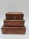 3 Stacking Vintage Wood Brass Storage Box Old Hand Crafted Storage