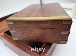 3 stacking Vintage Wood Brass Storage Box Old Hand Crafted storage