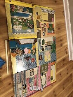 70s Barbie 1975 Townhouse Doll house Playset Box furniture used condition inbox
