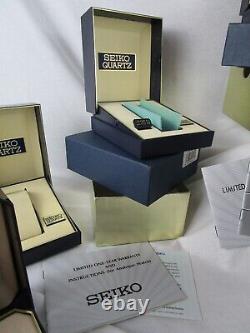 9 VINTAGE Empty Seiko Watch Presentation Case Boxes Only NO WATCH Blues & Blacks