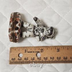 A. L. Limoges Peint Main Astronaut Porcelain Trinket Box Vintage