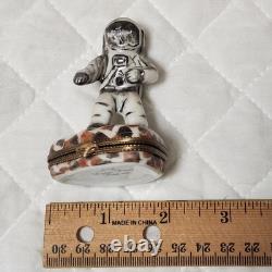 A. L. Limoges Peint Main Astronaut Porcelain Trinket Box Vintage