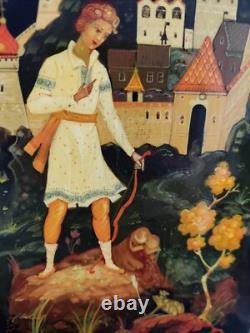 A Lacgue box. Hand painted. Prince ivan and the frog princess. Vintage