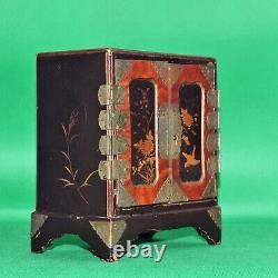 ANTIQUE 19TH China Japanese! Wood Lacquer Jewelry Box Cabinet jewelry vtg old