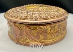 ANTIQUE FRENCH PORCELAIN PAINTING BRONZE ORMULU LIDDED JEWELRY BOX, SIGNED c1880