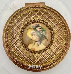 ANTIQUE FRENCH PORCELAIN PAINTING BRONZE ORMULU LIDDED JEWELRY BOX, SIGNED c1880