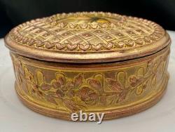 ANTIQUE FRENCH PORCELAIN PAINTING BRONZE ORMULU LIDDED JEWELRY BOX, SIGNED c1880