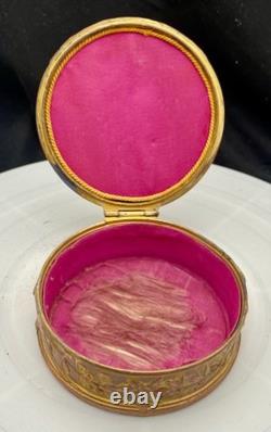 ANTIQUE FRENCH PORCELAIN PAINTING BRONZE ORMULU LIDDED JEWELRY BOX, SIGNED c1880