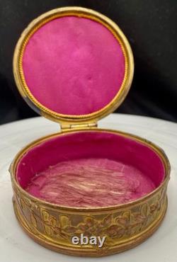 ANTIQUE FRENCH PORCELAIN PAINTING BRONZE ORMULU LIDDED JEWELRY BOX, SIGNED c1880