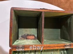 ANTIQUE WOODEN BOX WITH CUBICLE EARLY 1900's