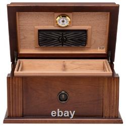 Amalfi Antique Vintage Cigar Humidor Wood Box, Spanish Cedar 50 To 75 Cigars
