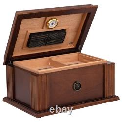 Amalfi Antique Vintage Cigar Humidor Wood Box, Spanish Cedar 50 To 75 Cigars