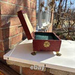 Antique 1820s English Luxury Regency Distressed sewing Box Red Scarce As Is