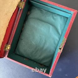 Antique 1820s English Luxury Regency Distressed sewing Box Red Scarce As Is